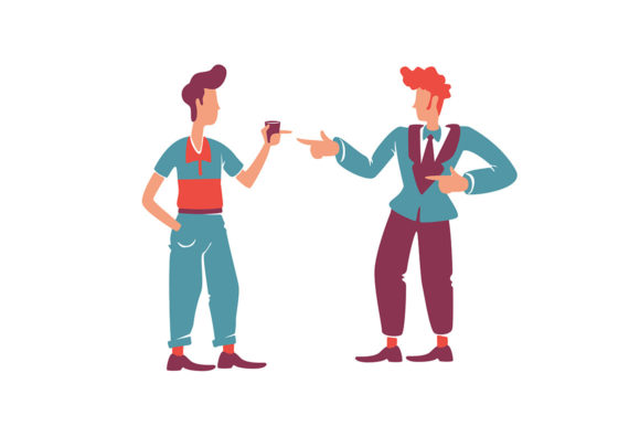 Retro Style Male Friends Talking Flat